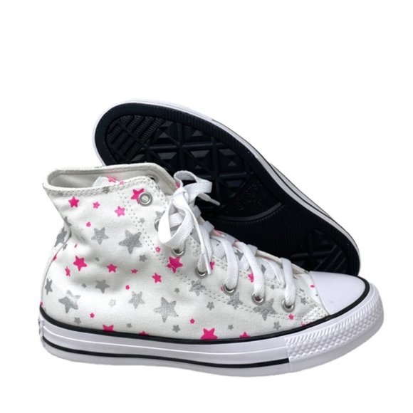 Converse Chuck Taylor Hi Sneakers White Pink Kid Women Size Canvas Shoes A05393F - Picture 9 of 10